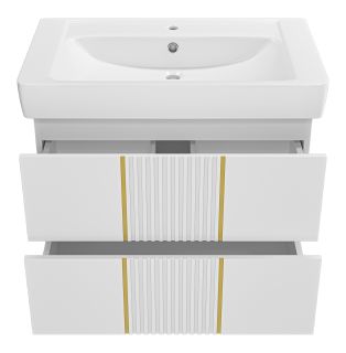 Подвесная тумба под раковину Brevita Vega VEG-09080-0102Я 80см белый/золото